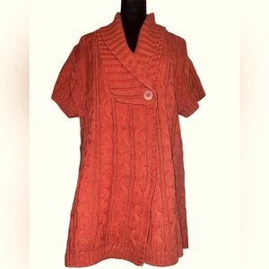 Short sleeve orange cardigan sweater